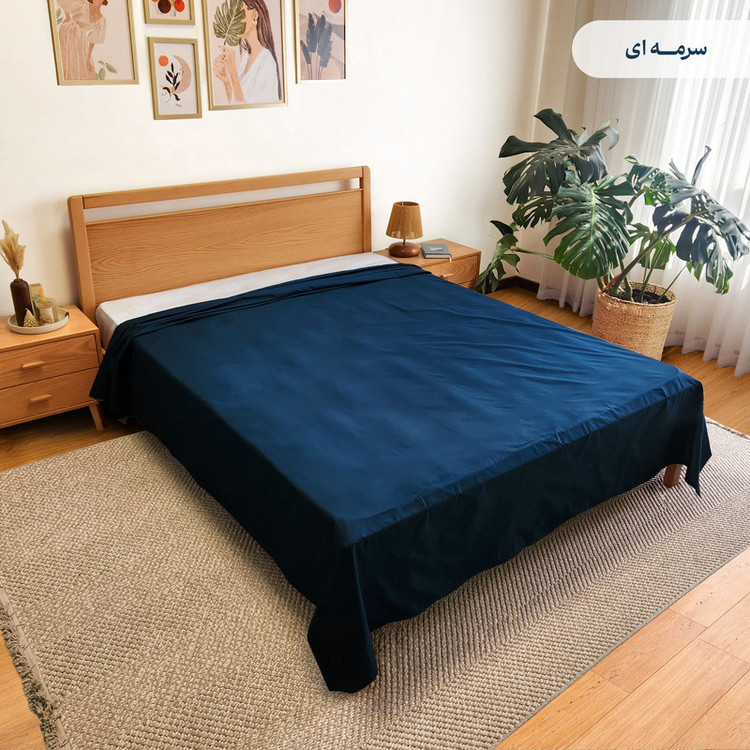 ملحفه روانداز پنبه پامیل مدل PlainID دو نفره سایز 230x250 سانتیمتر