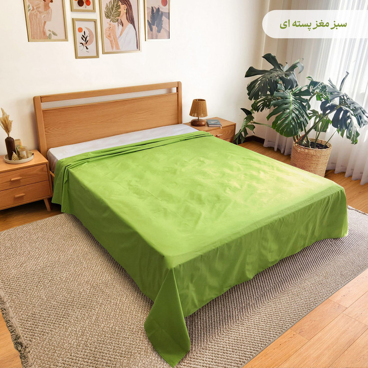 ملحفه روانداز پنبه پامیل مدل PlainID دو نفره سایز 230x250 سانتیمتر