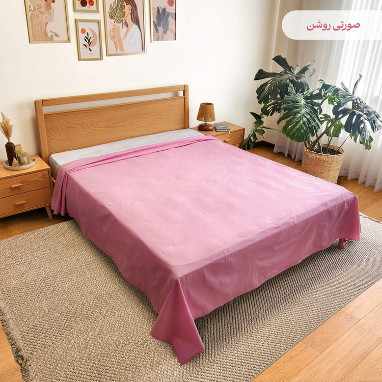 ملحفه روانداز پنبه پامیل مدل PlainID دو نفره سایز 230x250 سانتیمتر