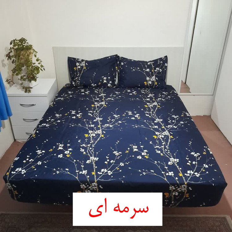 سرویس ملحفه مدل شکوفه یخی کد 160 دو نفره سه تکه