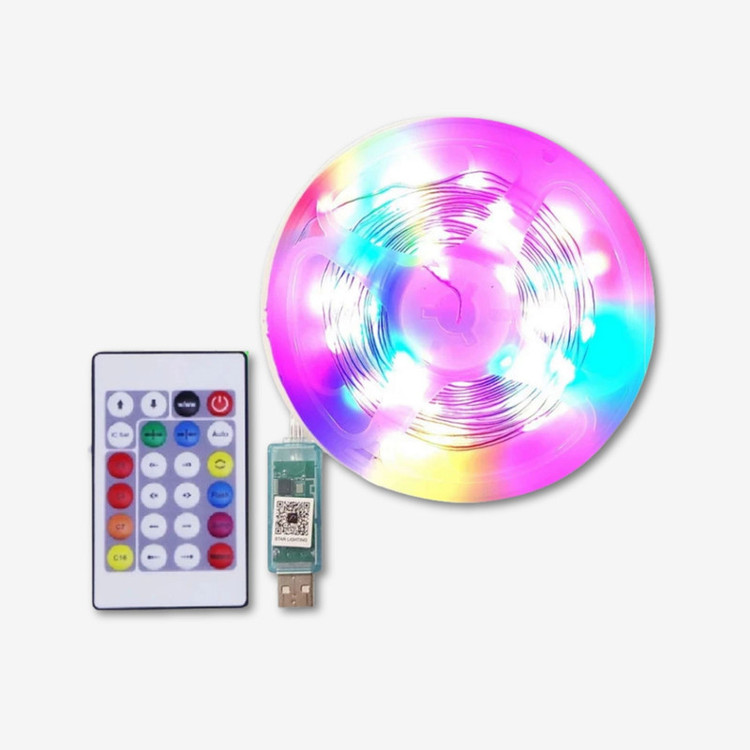 ریسه ال ای دی مدل فول کالر هوشمند بلوتوثی کد RGB IC usb 5v طول 5 متر