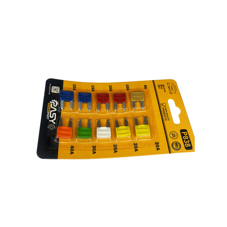 فیوز دو شاخ کارتی ریز پاسیکو مدل P838 مناسب برای پژو 206 بسته 10 عددی