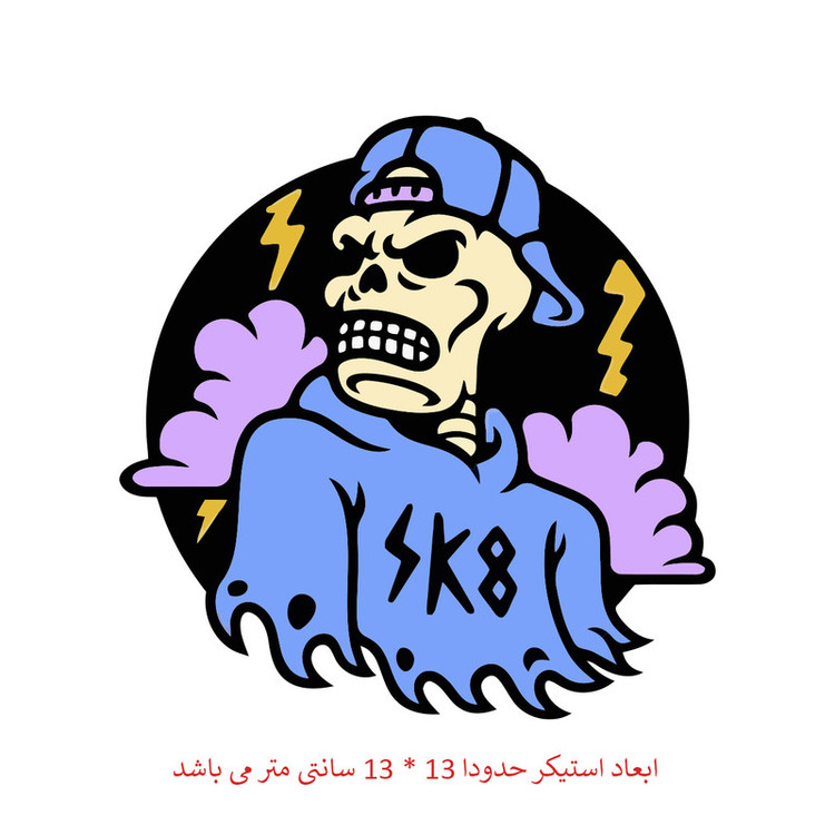 استیکر خودرو پویا مارکت طرح اسکلت کد 2614