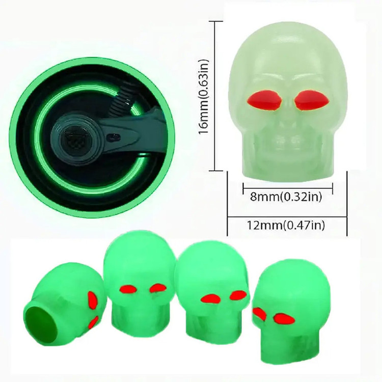 سر والف لاستیک مدل بدون باتری SKULL-CAR-BIKE بسته 4 عددی