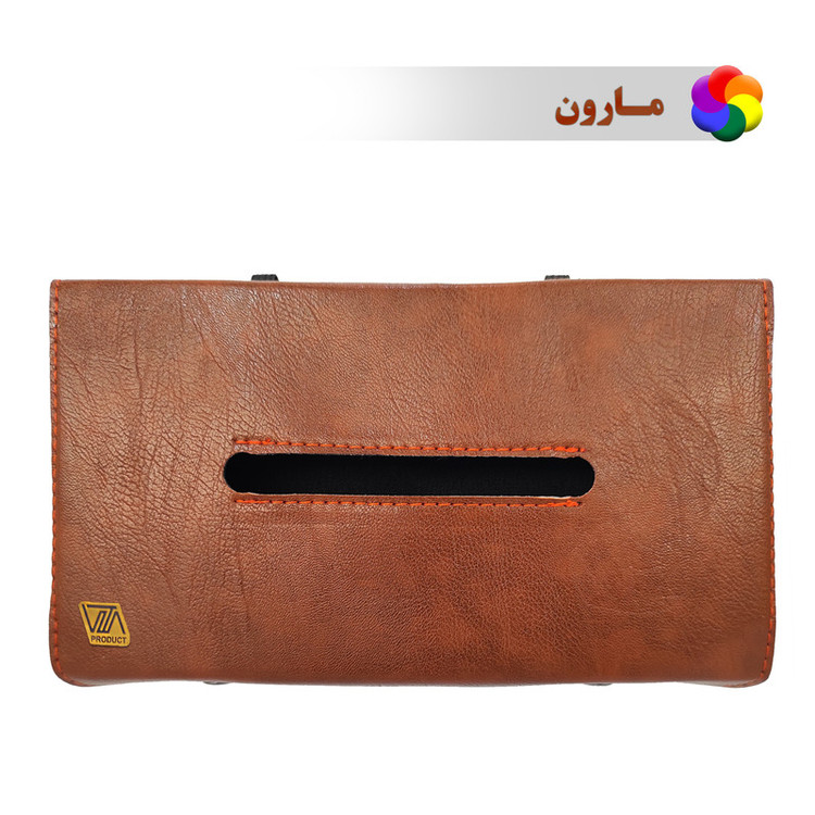 جای دستمال کاغذی خودرو مدل چرمی به همراه نگهدارنده خودکار