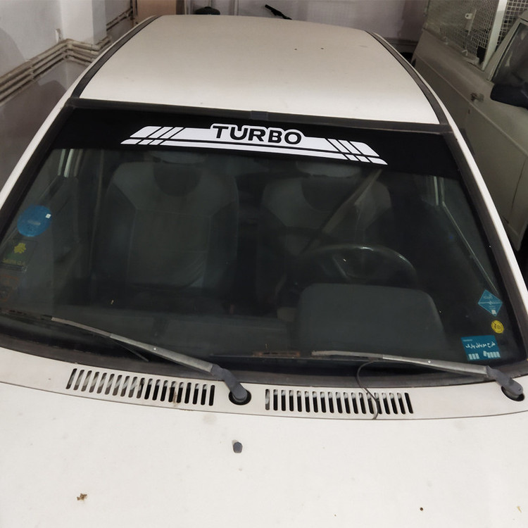 برچسب آفتابگیر شیشه جلو مدل TURBO SUNSHIELD مناسب برای پراید