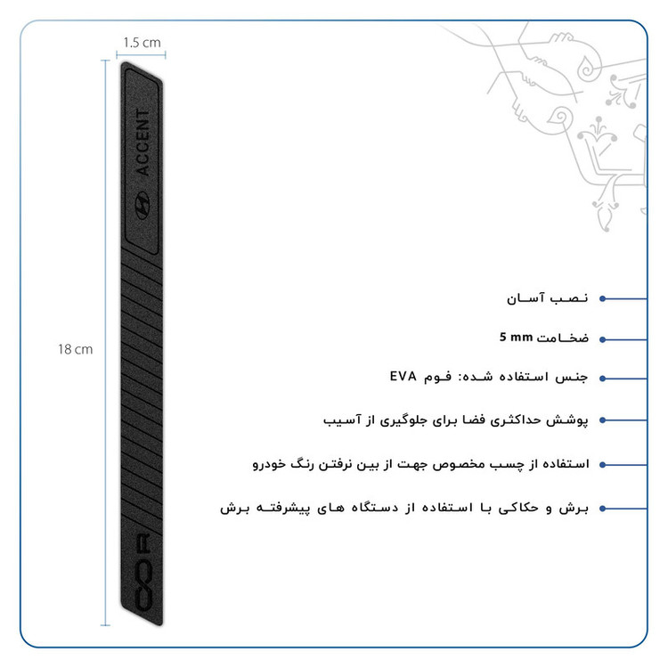 محافظ لبه درب خودرو ماهوت مدل RAZR-B مناسب برای هیوندای ACCENT مجموعه 4 عددی