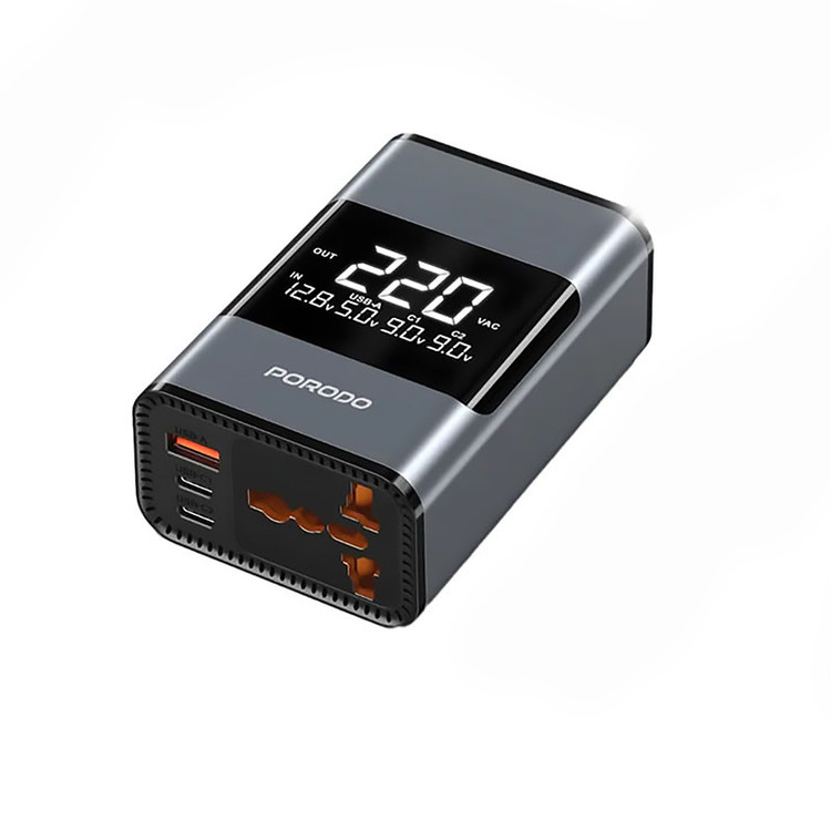 مبدل برق خودرو پرودو مدل 200W Porodo Universal AC Car Power Inverter PDFWCH067GY