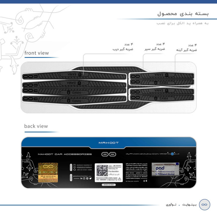 محافظ درب، سپر و آینه خودرو ماهوت مدل CORE-Bمناسب برای لاماری EAMA مجموعه 12 عددی