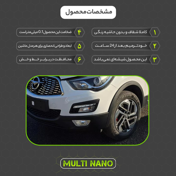 برچسب محافظ چراغ جلو خودرو شفاف مولتی نانو مدل X-H1T مناسب برای هایما S5 Pro مجموعه 6 عددی