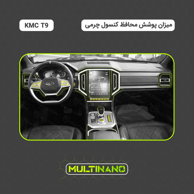 برچسب محافظ کنسول خودرو مولتی نانو طرح چرم مدل X-F1L مناسب برای کی ام سی T9 مجموعه 51 عددی