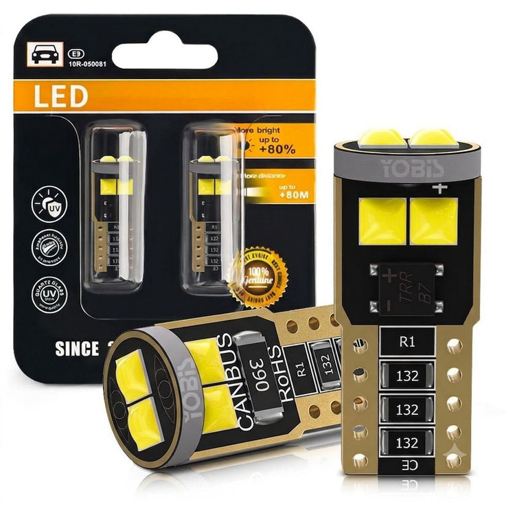 لامپ چراغ و پلاک یوبیز مدل T10-3030-6SMD/w پایهT10 بسته 2 عددی