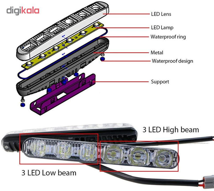 دیلایت خودرو مدل drl425 بسته دو عددی