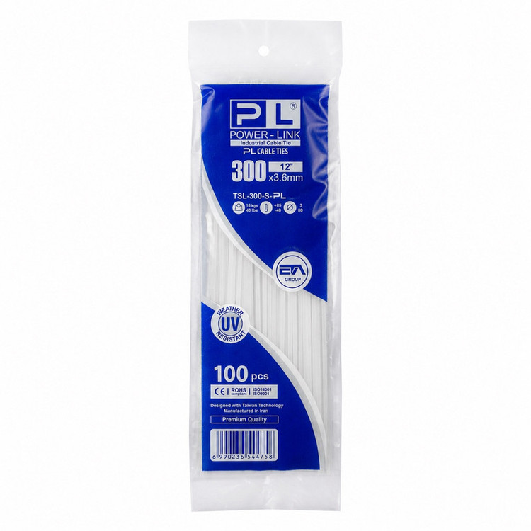 بست کمربندی پاور لینک مدل PL-300x3.6 سایز 30 سانتیمتر بسته 100 عددی