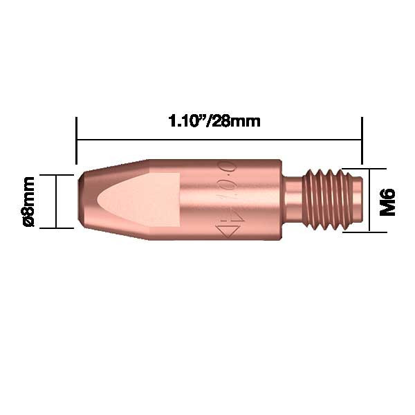 نازل تورچ مدل میگ مگ مخروطی کد M6*28*1.2 بسته ۵ عددی
