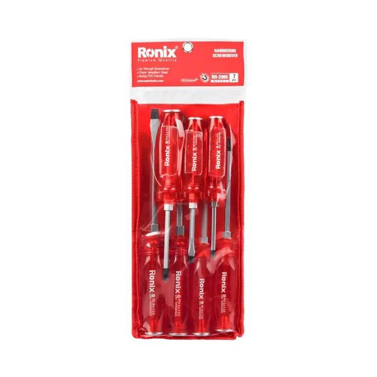 پیچ گوشتی ضربه خور رونیکس مدل 2906CRV-HARDENED مجموعه 7 عددی