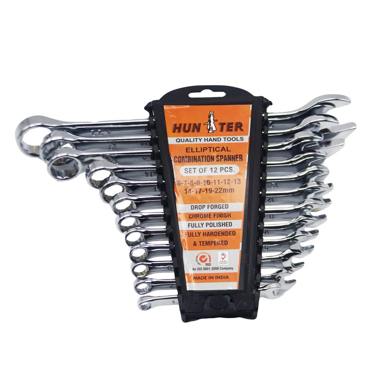 آچار یکسر تخت و یکسر رینگی هانتر مدل YP-PELEKANI-6/22MM مجموعه 12 عددی