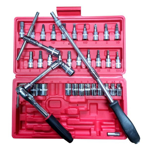 مجموعه 46 عددی آچار و سری بکس و پیچ گوشتی مدل XR-4546