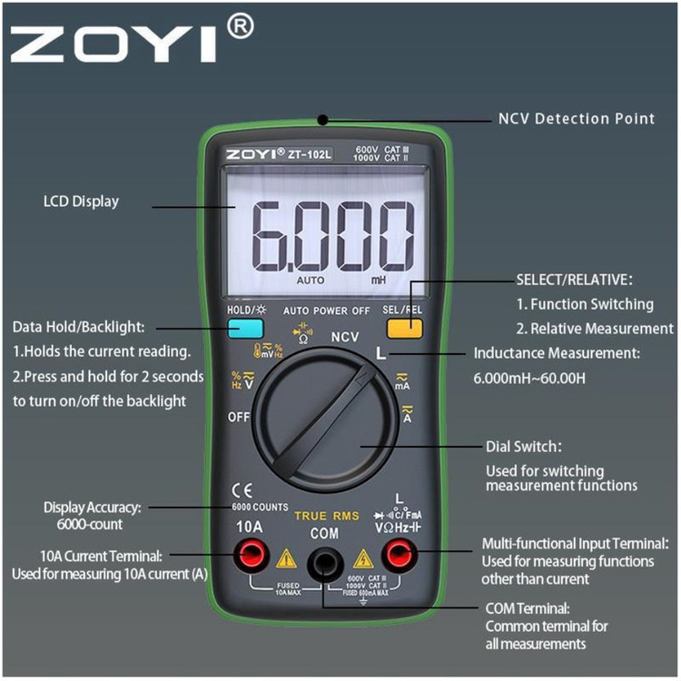 ال سی آر متر و مولتی متر زویی مدل ZT-102L