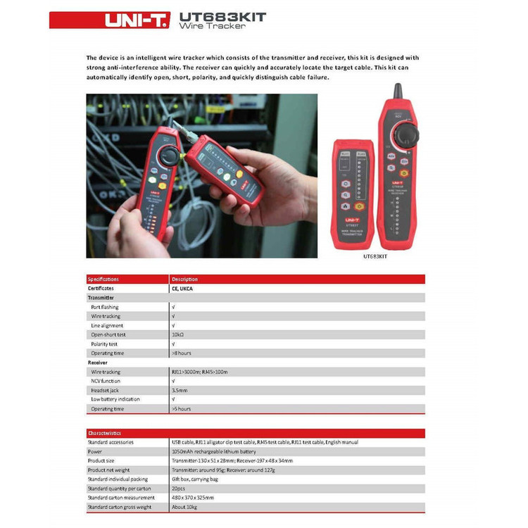 تستر کابل یونی-تی مدل UT683KIT