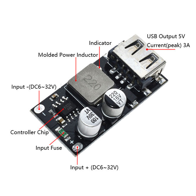 ماژول فست شارژ USB-A مدل QC3.0 به همراه قاب اختصاصی