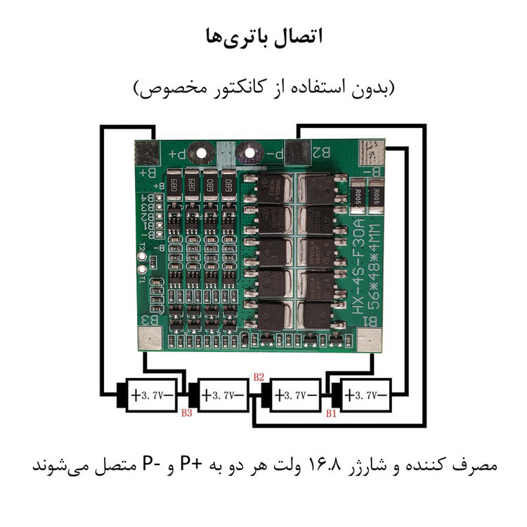 ماژول محافظ شارژ و دشارژ باتری لیتیومی مدل 4S-30A کد Ren-F30A