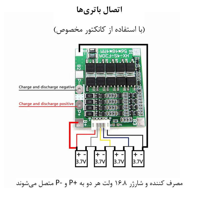 ماژول محافظ شارژ و دشارژ باتری لیتیومی مدل 4S-30A کد Ren-F30A