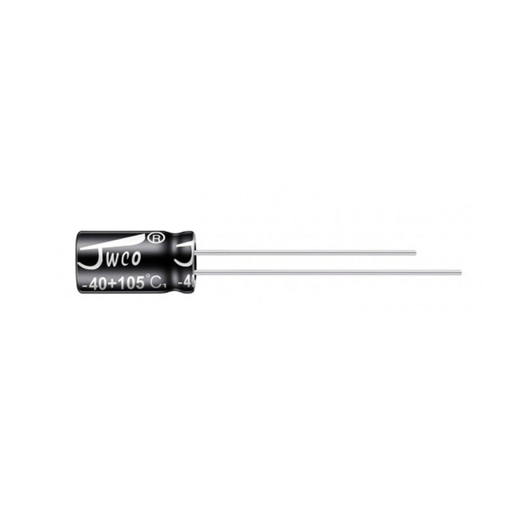 خازن الکترولیت 4.7uf-50V جی دبلیو کو کد Silvana-C02 بسته 25 عددی