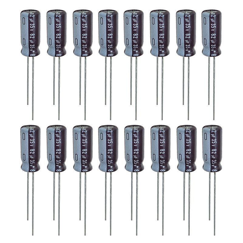 خازن الکترولیت 82 میکروفاراد 35 ولت نیچیکون مدل SK-8235 بسته 16 عددی