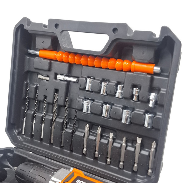 مجموعه 29 عددی دریل پیچ گوشتی شارژی صنعتی 10 میلی متری 18 ولت رویال مکس مدل 18V کد 24