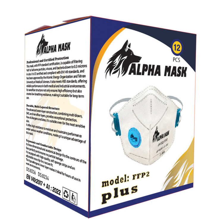 ماسک تنفسی مدل آلفا ماسک پلاس ffp2 n95