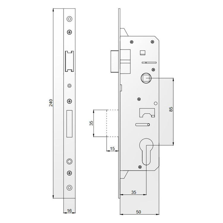 قفل در آکادو مدل upvc35mm