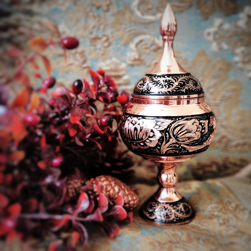 شکلات خوری مسی نگارستان نیلی مدل الماس تراش کد 24
