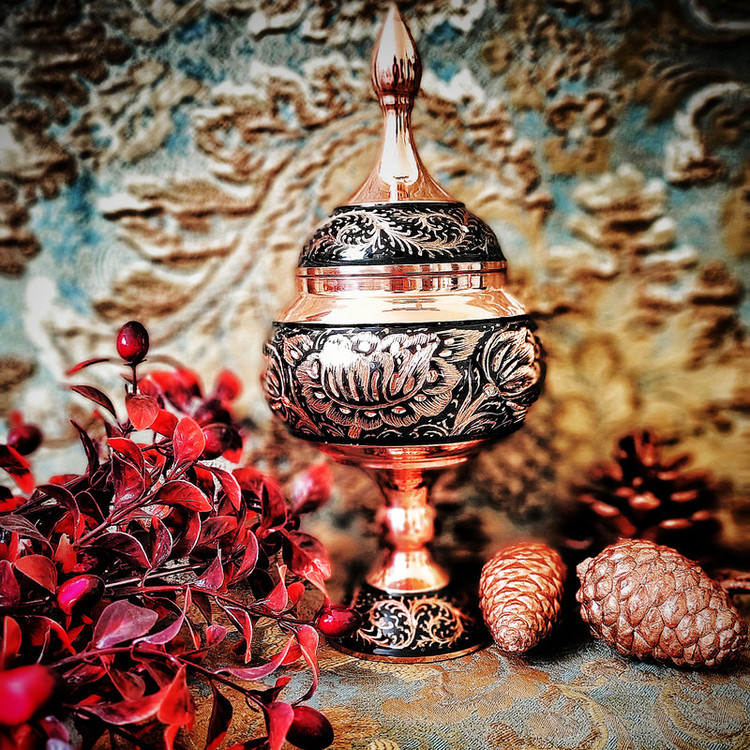 شکلات خوری مسی نگارستان نیلی مدل الماس تراش کد 24