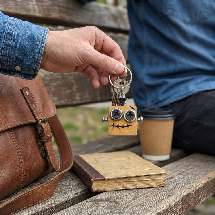 جاکلیدی دستی چوبی مدل ربات وال ای