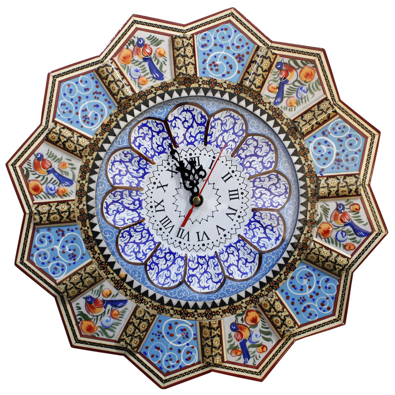 ساعت دیواری خاتم کاری چوبی مدل تارا کد 012
