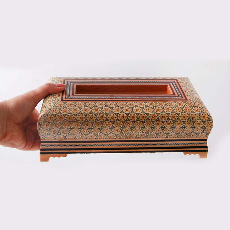 جعبه دستمال کاغذی خاتم کاری هنرلوکس کد p1