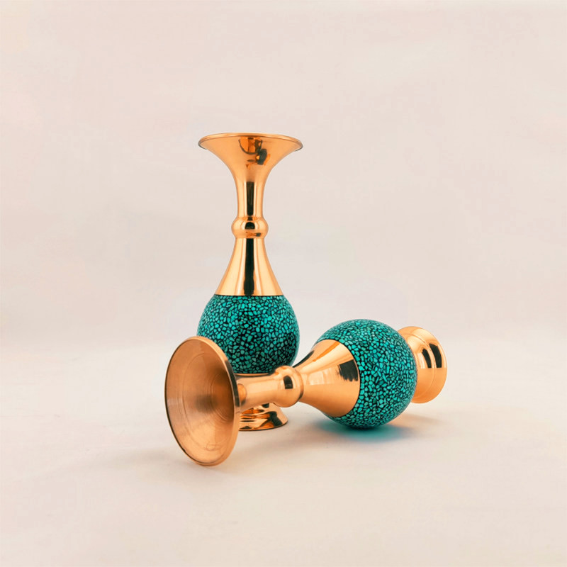 ست 3 تکه گلدان و شکلات خوری فیروزه کوبی مدل شیرازی کد k20