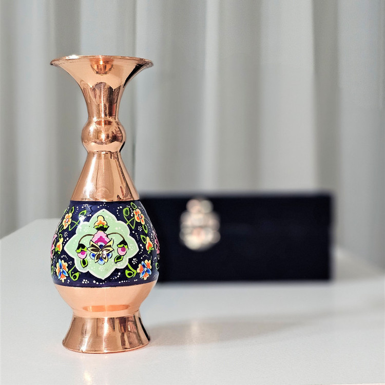 گلدان مسی نگارستان نیلی مدل پرداز کد JR-16trj