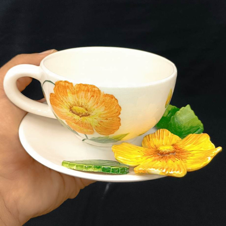 ست فنجان و نعلبکی سرامیکی هیوا مدل پامچال کد 21643964