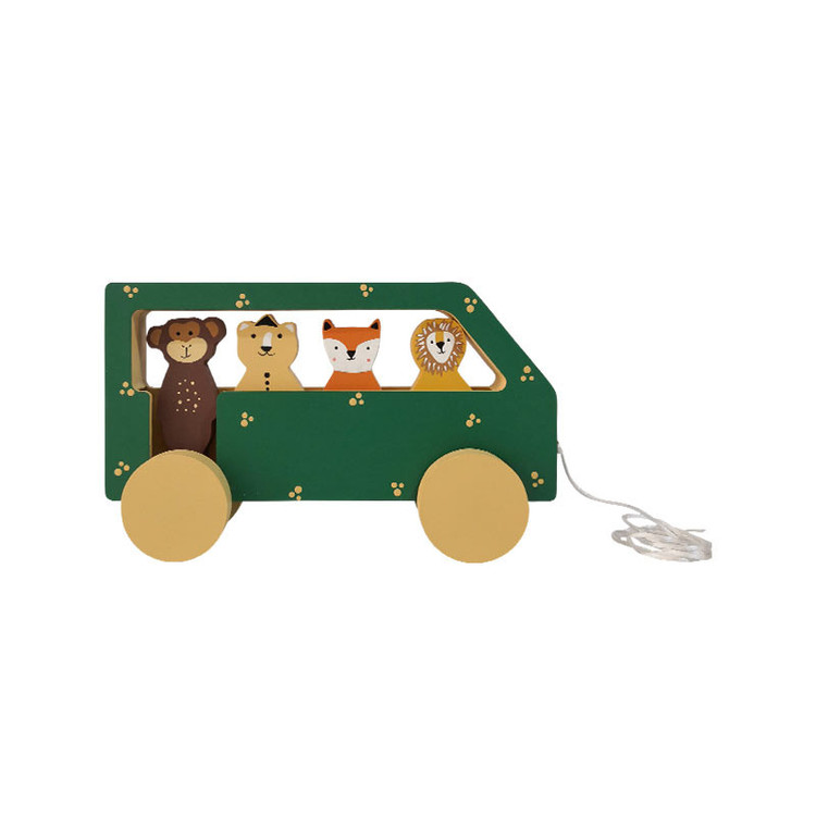 اسباب بازی چوبی طرح اتوبوس حیوانات جنگلی مدل MKids59-G مجموعه 4 عددی