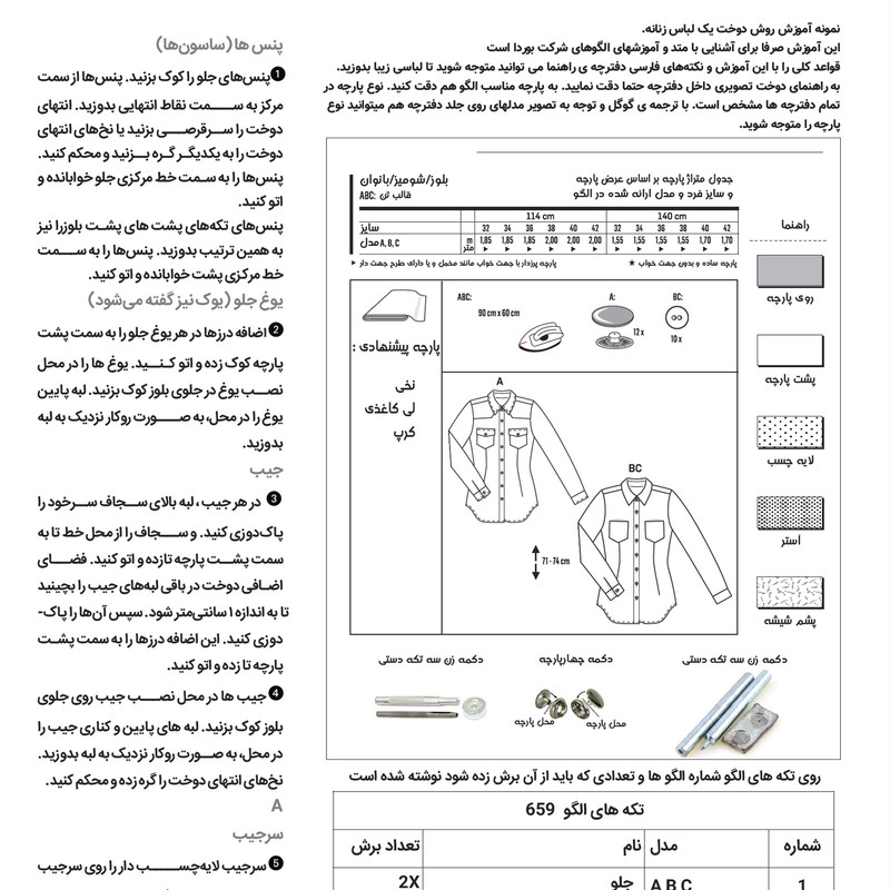 الگو خیاطی کت کوتاه زنانه بوردا استایل کد 7107 سایز 34 تا 44 متد مولر