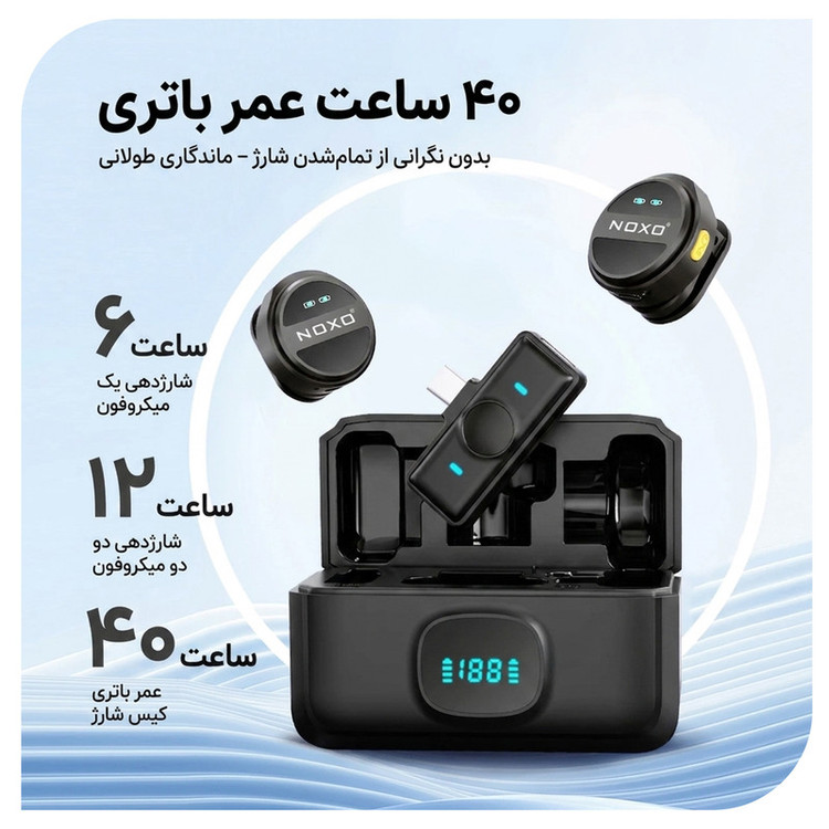 میکروفن بی سیم یقه ای نوکسو مدل MC‑N2 با درگاه اتصال USB‑C