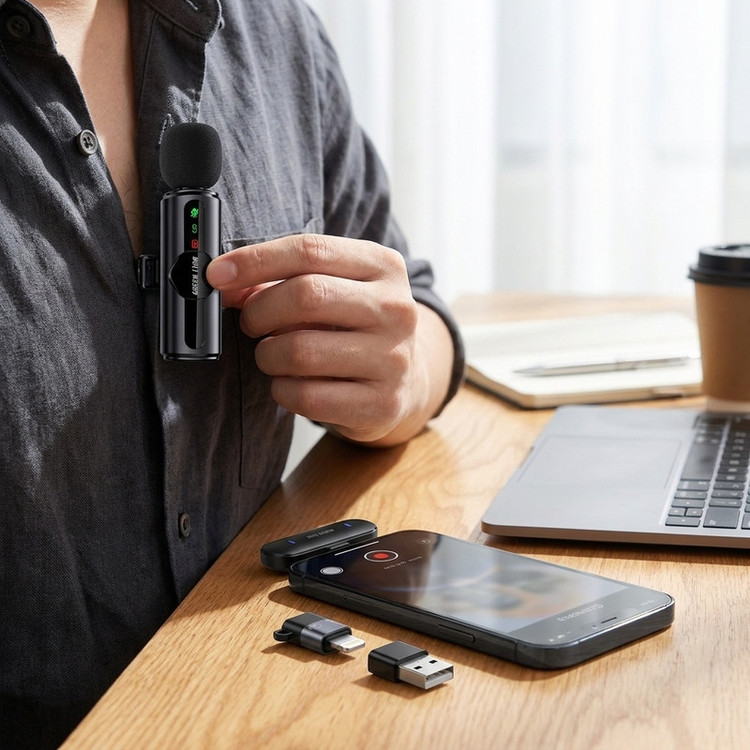 میکروفن بی سیم گرین لاین مدل GM-75X با درگاه اتصال USB-C/لایتنینگ/USB-A