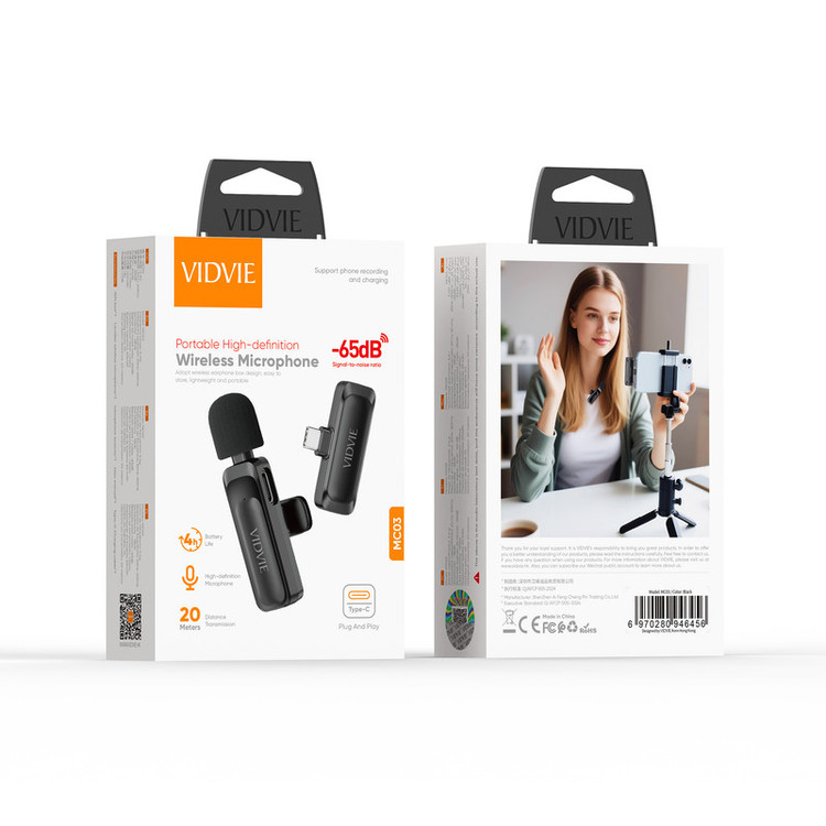 میکروفن بی سیم ویدوی مدل MC03 با درگاه اتصال Type-C