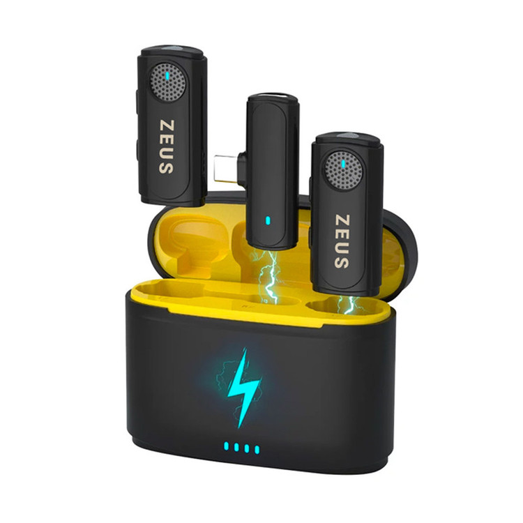ست میکروفن بی سیم زئوس مدل Lavalier Type C - Lightning