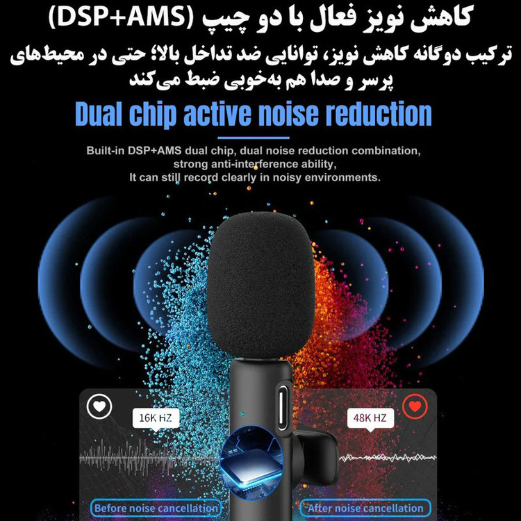 میکروفن یقه ای اچ اکس اس جی مدل F18 با درگاه اتصال لایتنینگ