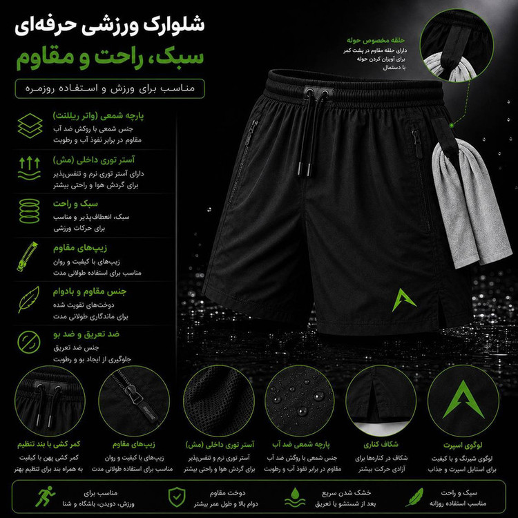 شلوارک ورزشی مردانه شمعی آوانتا مدل AV-03