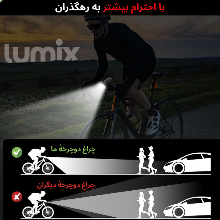 چراغ جلوی دوچرخه لومیکس مدل LX-400