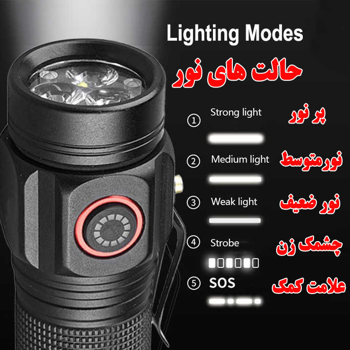 چراغ قوه دستی مدل W5182 با نور مهتابی